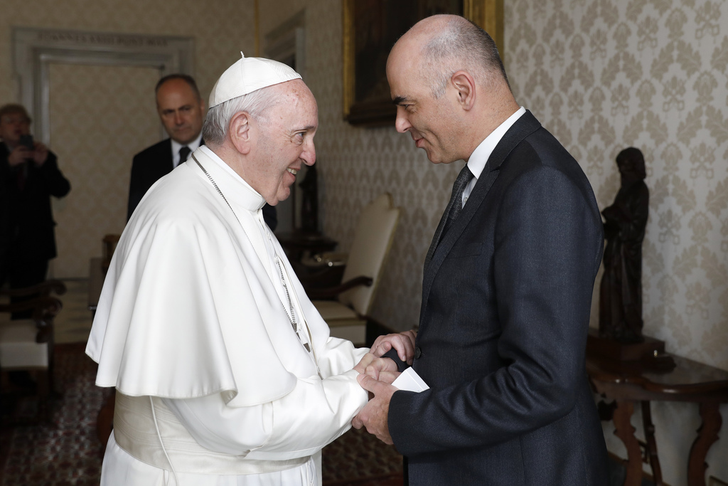 Alain Berset (droite) a rencontré le pape.
