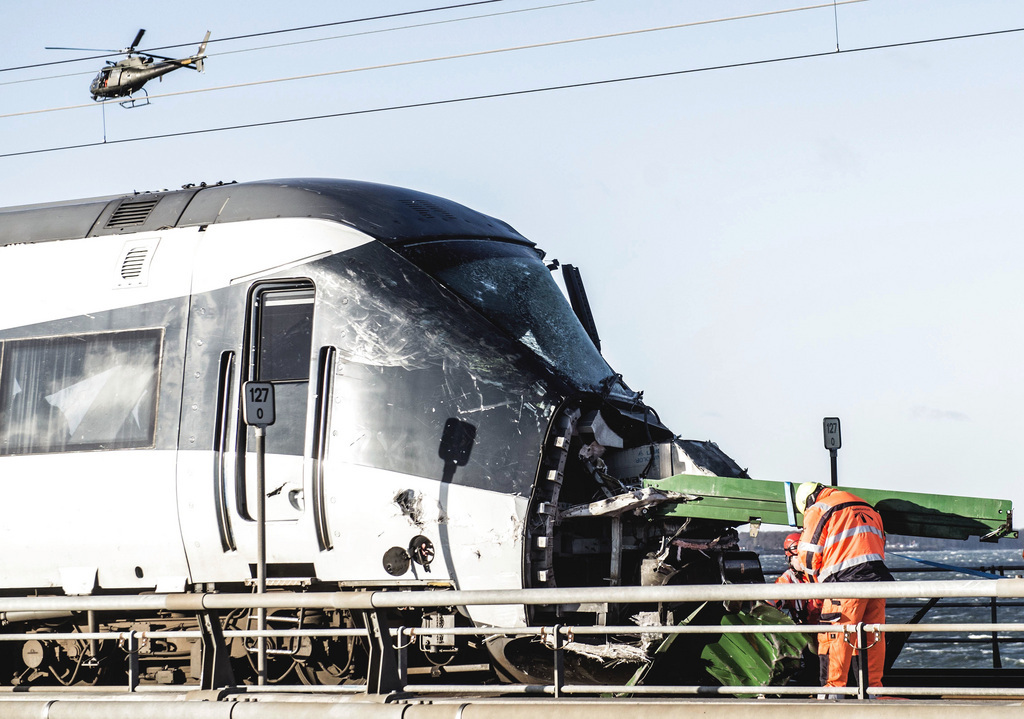 L'accident de train a eu lieu mercredi matin sur le pont du Grand Belt, qui relie l'île de Seeland à celle de Fionie.