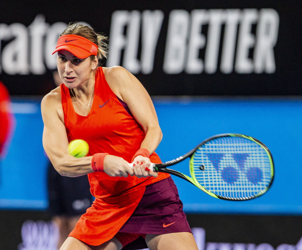 Bencic en action la semaine dernière durant le simple femme entre la Suisse et la Grèce à la Hopman Cup. (Archives)