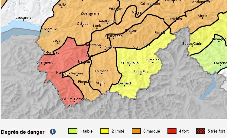 Le danger d'avalanches est fort sur une partie du Valais romand.