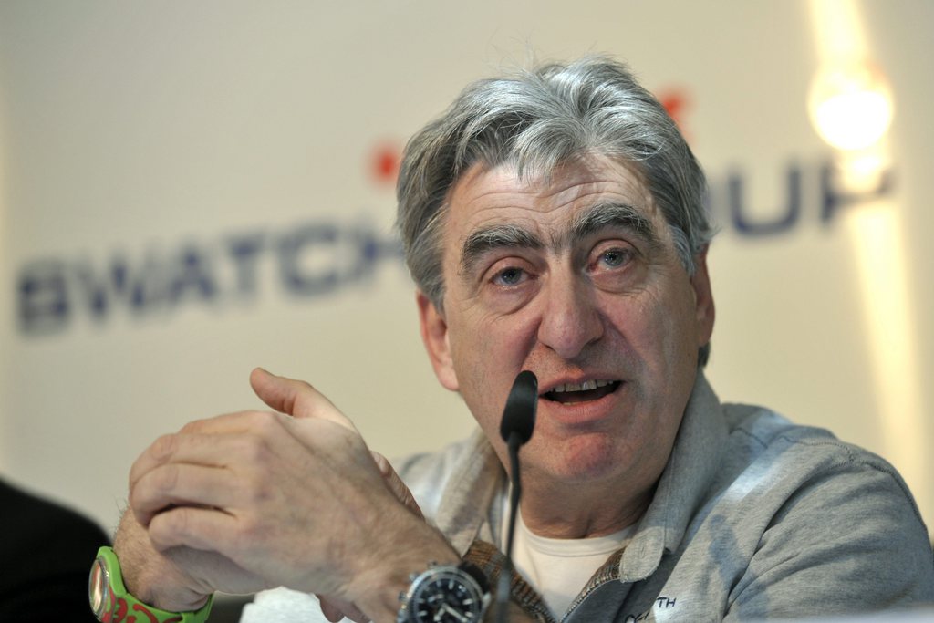 CEO of Swiss watch company Swatch Group, Nick Hayek, speaks during a press conference about the year 2011 final results presentation, Thursday, March 1, 2012, in Geneva, Switzerland. (KEYSTONE/Martial Trezzini)