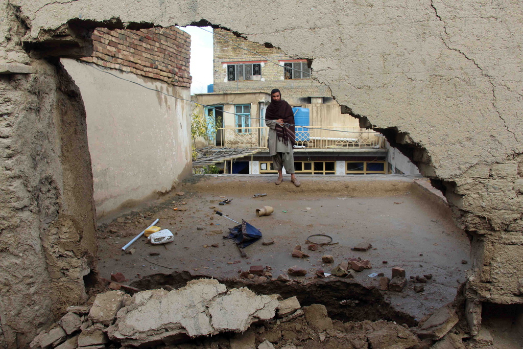 Une maison détruite par les fortes pluies à Kandahar.