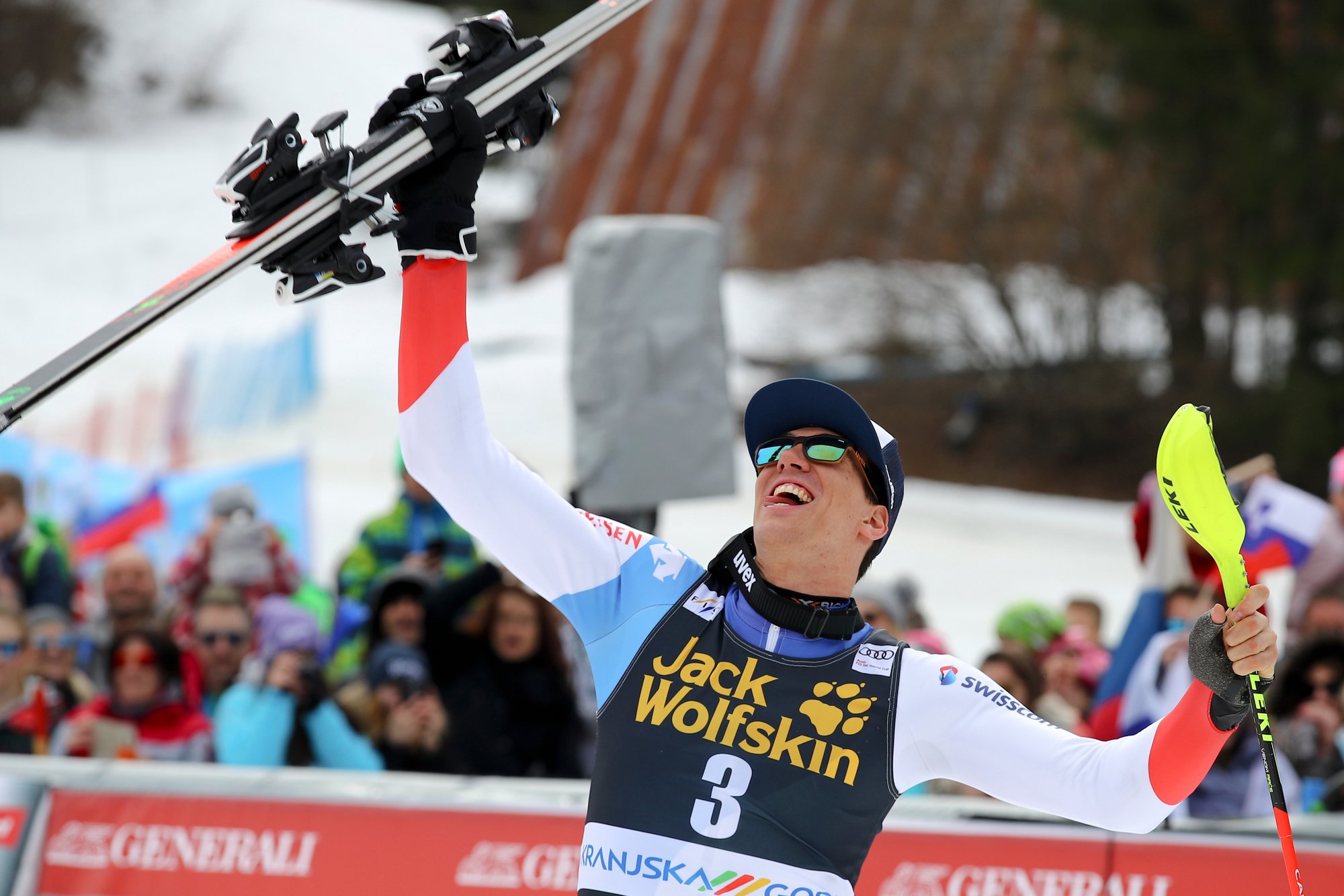 Ramon Zenhäusern fête un troisième succès en Coupe du monde, le premier lors d'un slalom classique.