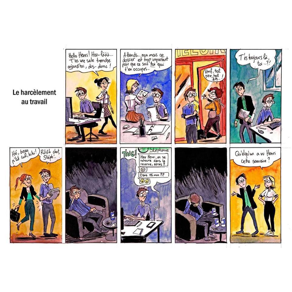 La bande dessinée veut briser les stéréotypes habituels sur le harcèlement au travail.