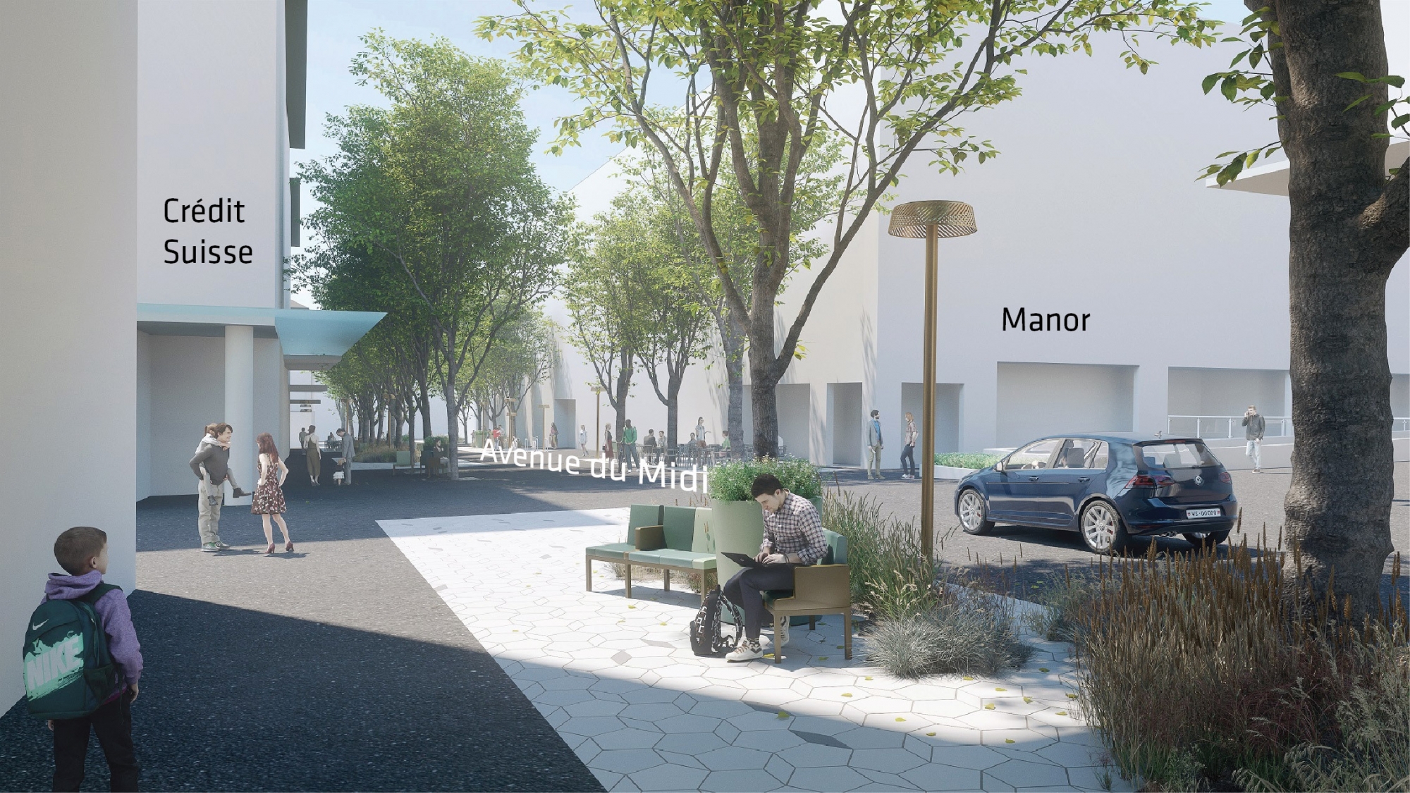 Le réaménagement de l'Avenue du midi prévoit la disparition des marquages au sol, l'installation de mobilier urbain végétalisé et l'expansion des terrasses.
