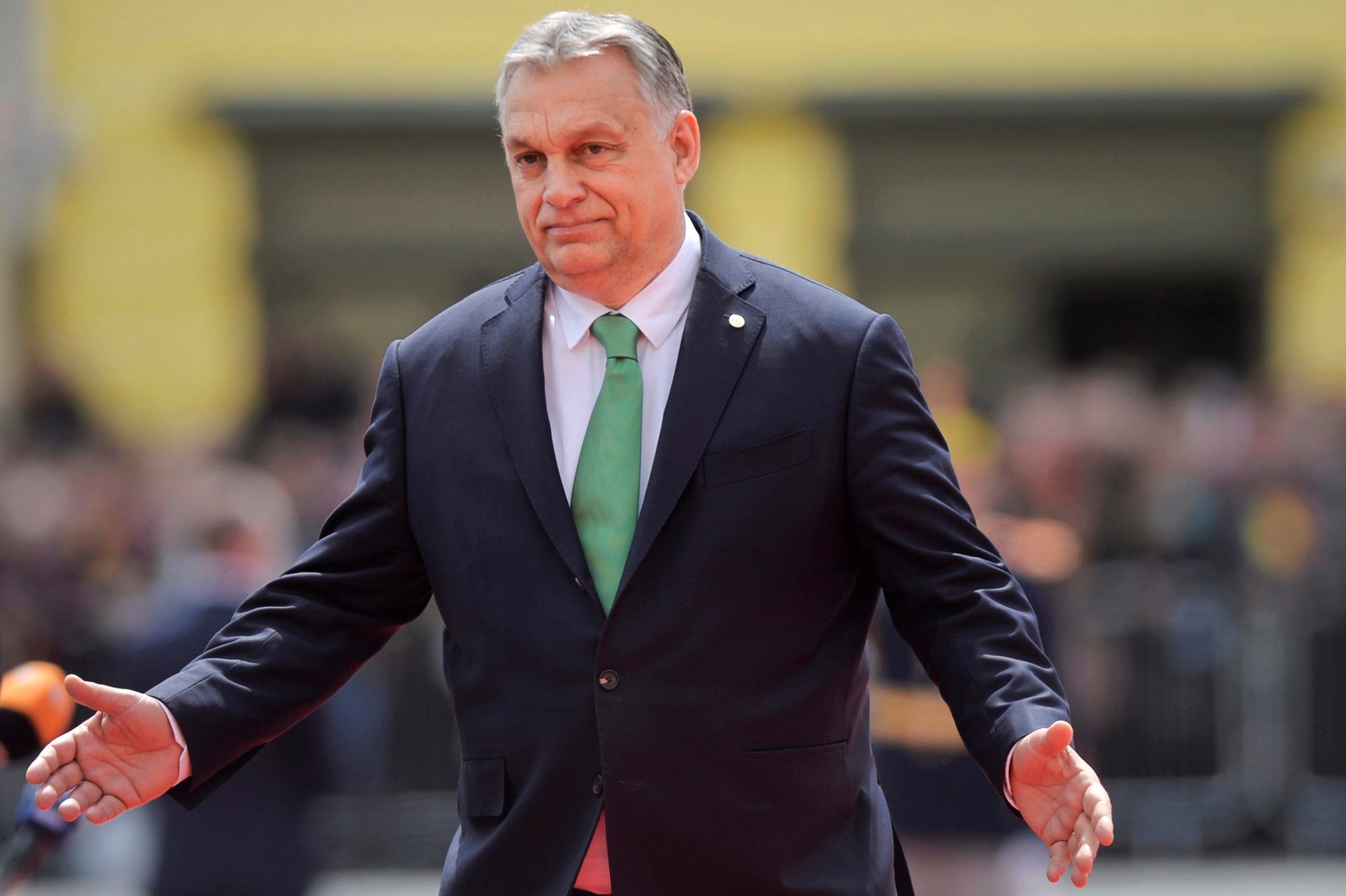 Hungarian Prime Minister Viktor Orban arrives for an EU summit in Sibiu, Romania, Thursday, May 9, 2019. European Union leaders on Thursday start to set out a course for increased political cooperation in the wake of the impending departure of the United Kingdom from the bloc. (AP Photo/Andreea Alexandru) Romania EU Summit