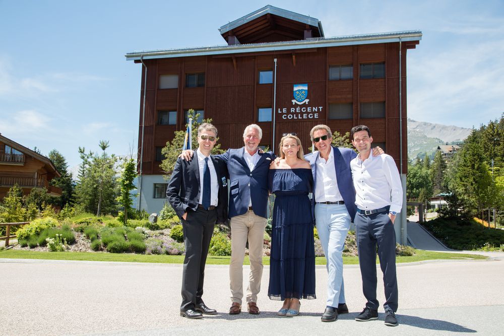 Karim Sghaier, président du Régent Crans-Montana College; Christian Fluhr, Head of coaching; Bérengère Primat, vice-présidente du Régent Crans-Montana College; Philippe Gudin, Le Rosey; David Bagnoud, président de la commune de Lens