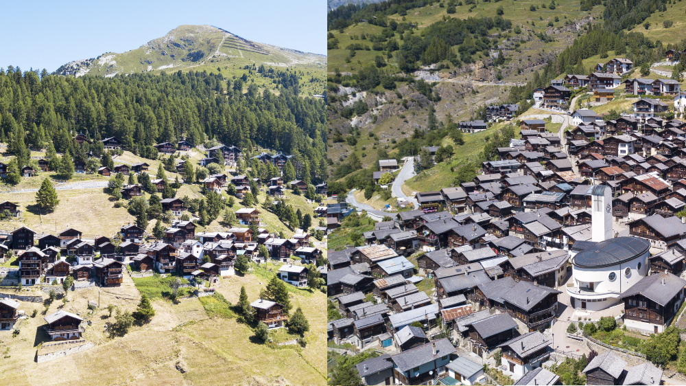 Des deux villages escarpés, Chandolin est moins densifié qu'Albinen.