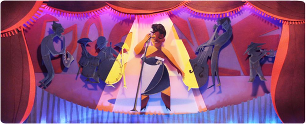 Google consacre son doodle à la chanteuse de jazz américaine Ella Fitzgerald à l'occasion de son 96e anniversaire.