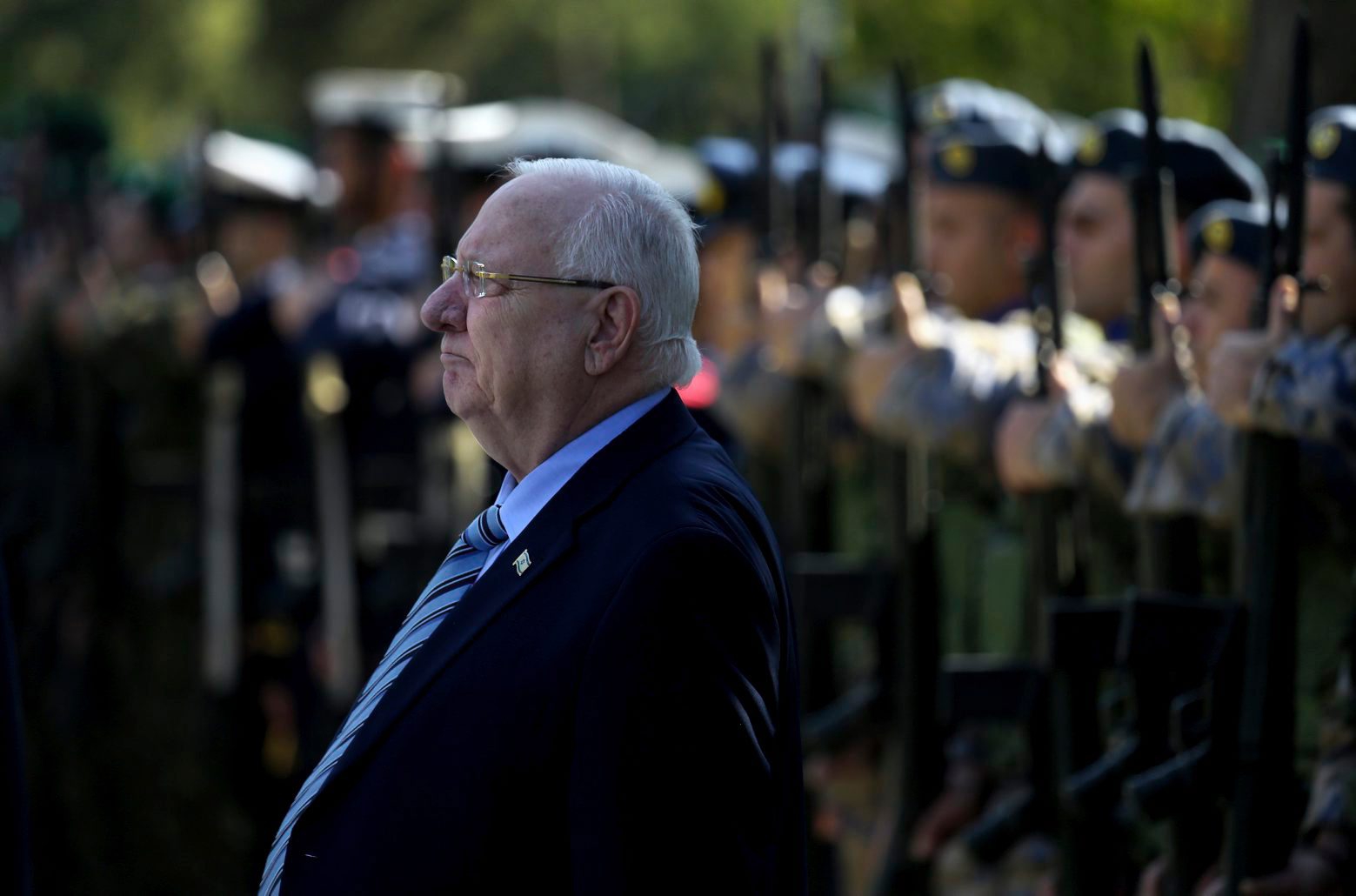 Israel's President Reuven Rivlin reviews a military guard of honor during a welcoming ceremony before a meeting with Cyprus' president Nicos Anastasiades at the presidential palace in divided capital Nicosia, Cyprus, on Tuesday, Feb. 12, 2019. Rivlin is in Cyprus for one-day official visit for talks. (AP Photo/Petros Karadjias) CYPRUS ISRAEL