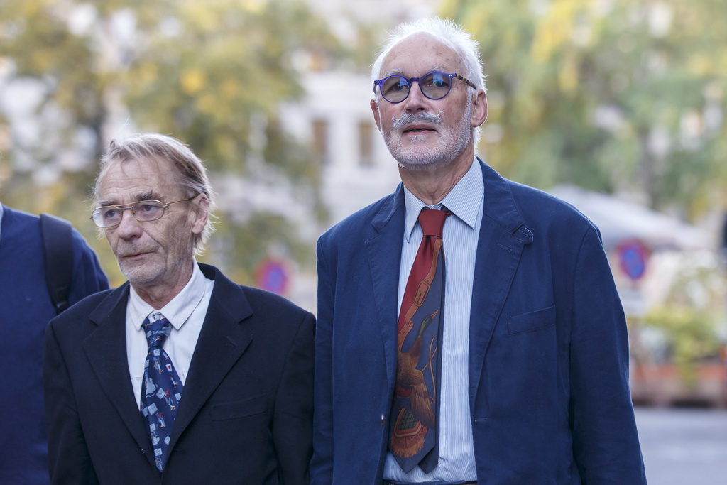 Pierre Beck en compagnie de son avocat Yves Grandjean, lors de son arrivée au tribunal. 