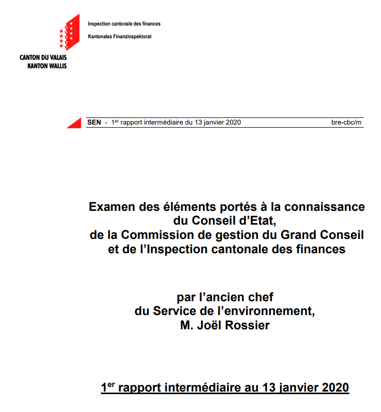 Le rapport de 50 pages a été publié ce mercredi par l'Etat du Valais.