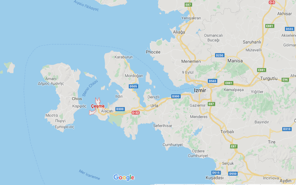 L'embarcation a coulé en mer Egée au large de Cesme, station balnéaire de l'ouest de la Turquie située en face de l'île grecque de Chios.