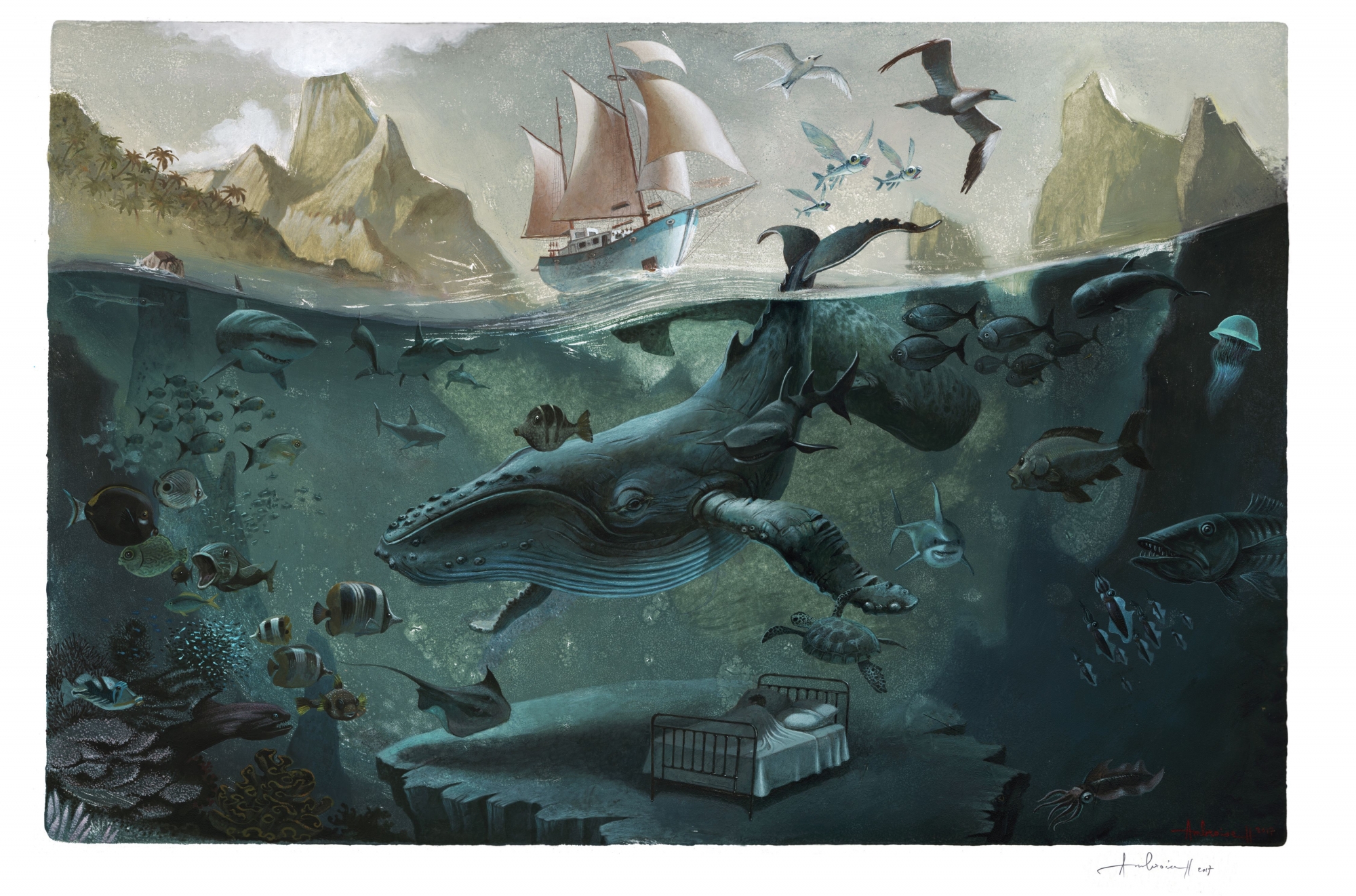 "Le rêve bleu" ou le souvenir des mémorables séances de snorkeling à la rencontre des baleines à bosse.