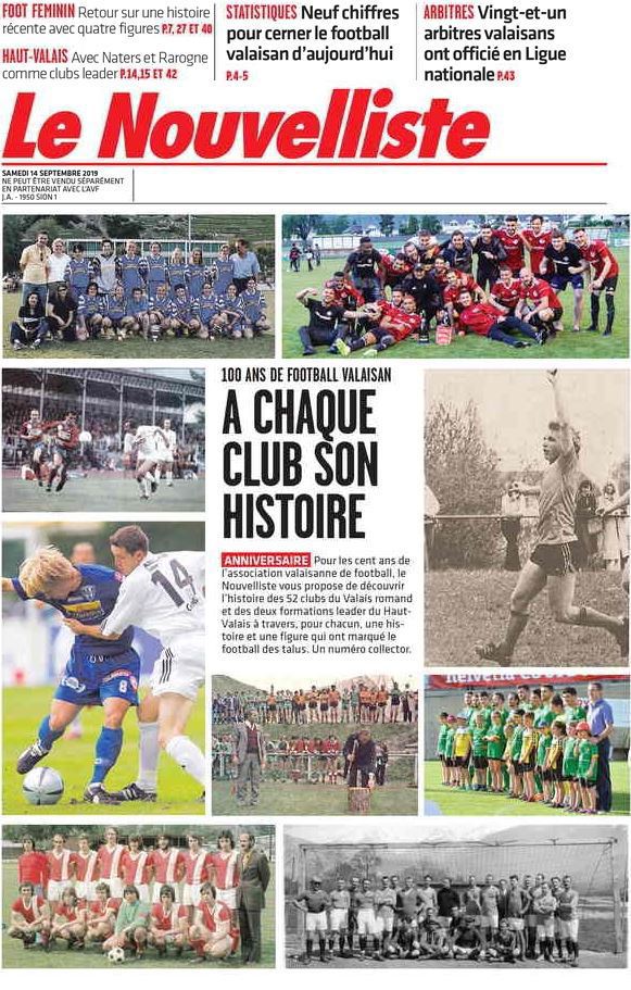 La page de couverture du numéro spécial dédié aux 100 ans du football valaisan.