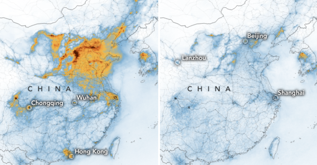 La chute de la pollution est impressionnante en Chine. 