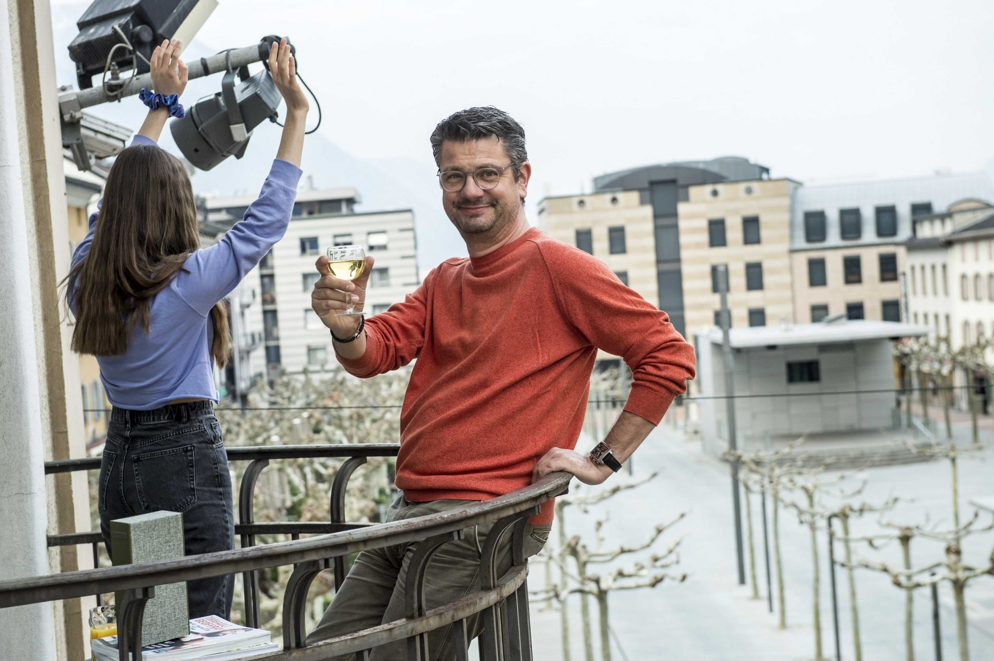 Fabian Claivaz, directeur Martigny Tourisme et sa fille.Marie se sont retrouvés bien seuls samedi vers 18 heures au moment de répondre à l'invitation de Couleur 3.