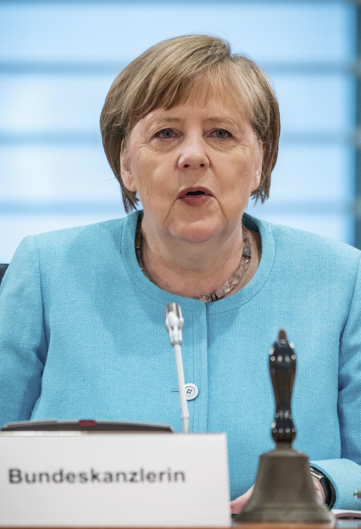 German Chancellor Angela Merkel attends the weekly cabinet meeting at the Chancellery in Berlin, Germany, Wednesday, June 3, 2020. (Michael Kappeler/DPA via AP, Pool)
ArcInfo