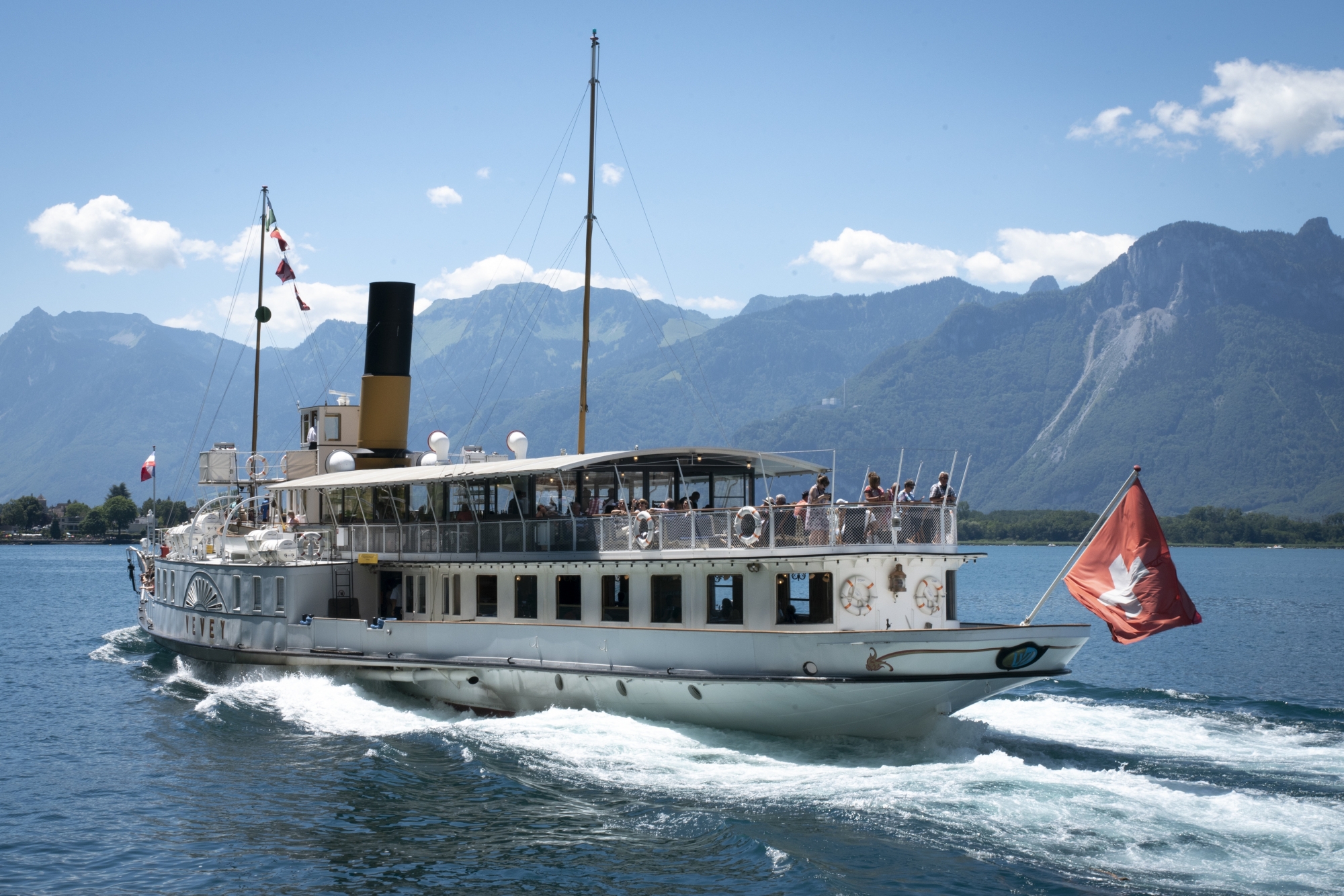The steamboat Vevey, CGN, sails on the Lake Geneva close to the Chillon Castle (Chateau de Chillon) during the coronavirus disease (COVID-19) outbreak, in Veytaux near Montreux, Switzerland, Sunday, July 5, 2020. (KEYSTONE/Marcel Gillieron)
ArcInfo