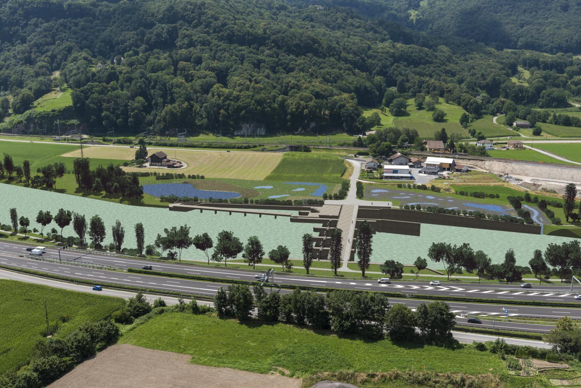 Le barrage sur le Rhône, tel qu'il est imaginé par ses concepteurs.