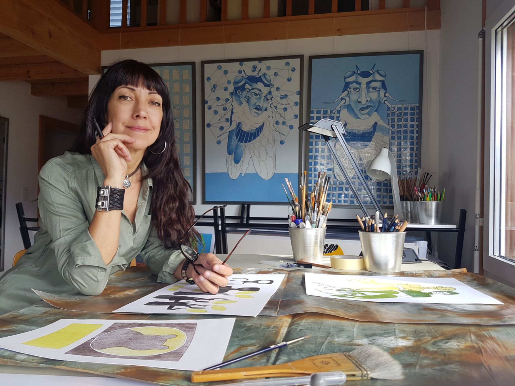 Ana Keim dans son atelier à Branson.