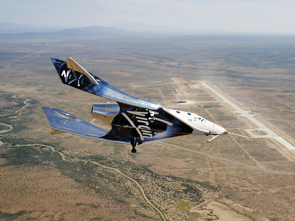 Mi-avion mi-fusée, le vaisseau de Virgin Galactic sera d'abord porté par un avion spécial et largué en altitude (archives).