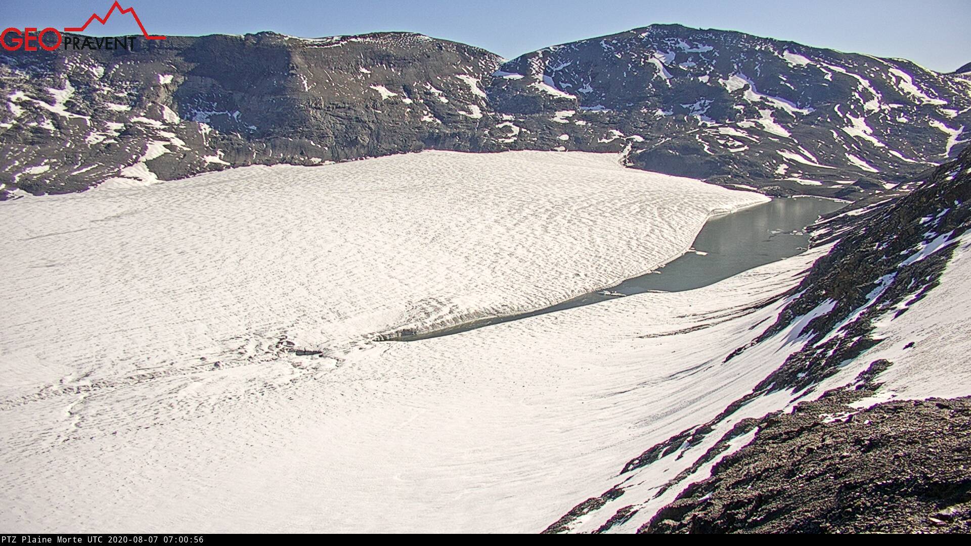 Une vue du lac glacière ce vendredi matin, prise par la webcam qui surveille son évolution.